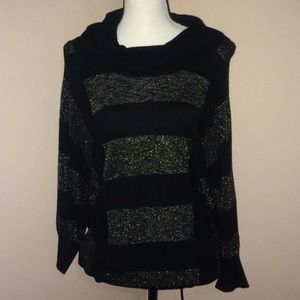 I-N-C cowlneck gold and black sweater
